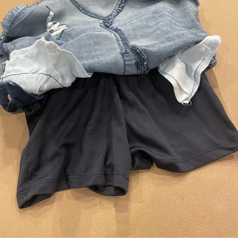 Girl’s Justice Denim Overall Skirt with Red Bandana Straps Size 10